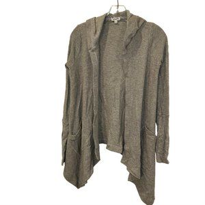 splendid gray waffle knit hoodie open loungewear cardigan top XS